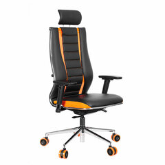 Кресло компьютерное МЕТТА &laquo;ErgoLife&raquo; 10 B2-160D, 2D-подголовник, экокожа/<wbr/>сетка, черное/<wbr/>оранжевое