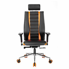 Кресло компьютерное МЕТТА &laquo;ErgoLife&raquo; 10 B2-160D, 2D-подголовник, экокожа/<wbr/>сетка, черное/<wbr/>оранжевое