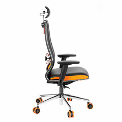 Кресло компьютерное МЕТТА &laquo;ErgoLife&raquo; 10 B2-160D, 2D-подголовник, экокожа/<wbr/>сетка, черное/<wbr/>оранжевое