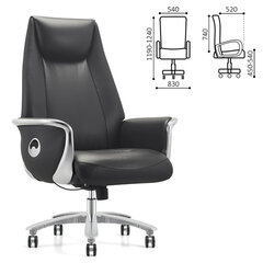 Кресло HAWASAN (ХАВАСАН) PREMIUM EX-800, до 200 кг, синхромеханизм, алюминий, экокожа, черное, 533234