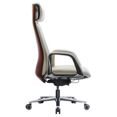 Кресло HAWASAN (ХАВАСАН) PREMIUM EX-820, синхромеханизм, слайдер, экокожа, белое/<wbr/>коричневое, 533237