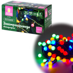 Электрогирлянда-нить комнатная &laquo;Шарики&raquo; 10 м, 100 LED, мультицветная 220 V, контроллер, ЗОЛОТАЯ СКАЗКА, 591102