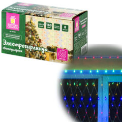 Электрогирлянда-сеть комнатная 1,5&times;1,5 м,160 LED, мультицветная, 220 V, контроллер, ЗОЛОТАЯ СКАЗКА, 591106