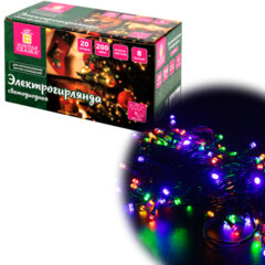 Электрогирлянда-нить комнатная &laquo;Стандарт&raquo; 20 м, 200 LED, мультицветная, 220 V, контроллер, ЗОЛОТАЯ СКАЗКА, 591358