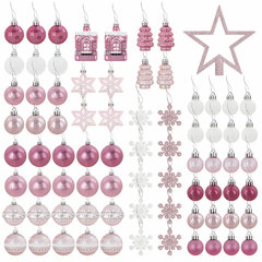 Шары новогодние ёлочные &laquo;Elegant Pink&raquo; 77 предметов, розовый/<wbr/>белый, ЗОЛОТАЯ СКАЗКА, 591715