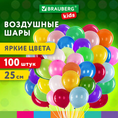 Шары воздушные 25 см, 100 штук, &laquo;ЯРКИЕ ЦВЕТА&raquo;, ассорти, BRAUBERG KIDS, 591873