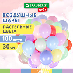 Шары воздушные 30 см, 100 штук, &laquo;МАКАРУНС&raquo;, ассорти, BRAUBERG KIDS, 591879
