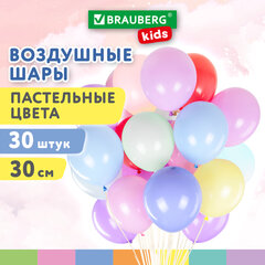 Шары воздушные 30 см, 30 штук, &laquo;МАКАРУНС&raquo;, ассорти, BRAUBERG KIDS, 591886