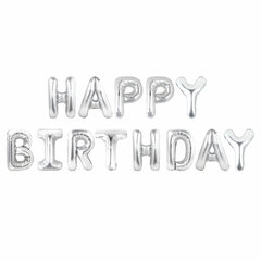 Шары воздушные НАБОР ДЛЯ ДЕКОРА &laquo;Happy Birthday&raquo;, 52 шара, серебро/<wbr/>золото/<wbr/>черный, BRAUBERG, 591898