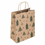 Пакет подарочный КОМПЛЕКТ 10 штук, новогодний, 26x13x32 см, "Kraft Xmas Tree", ЗОЛОТАЯ СКАЗКА, 591959