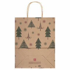 Пакет подарочный КОМПЛЕКТ 10 штук, новогодний, 26&times;13&times;32 см, &laquo;Kraft Xmas Tree&raquo;, ЗОЛОТАЯ СКАЗКА, 591959