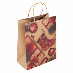 Пакет подарочный КОМПЛЕКТ 10 штук, новогодний, 26&times;13&times;32 см, &laquo;Christmas Kraft&raquo;, ЗОЛОТАЯ СКАЗКА, 591961