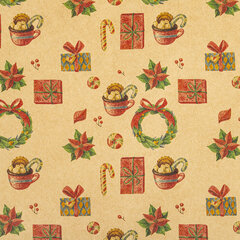 Бумага упаковочная подарочная новогодняя &laquo;Christmas Kraft&raquo;, 70&times;100 см, 10 дизайнов ассорти, ЗОЛОТАЯ СКАЗКА, 592053