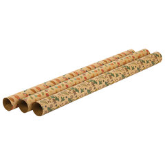 Бумага упаковочная новогодняя НАБОР 3 шт., &laquo;Christmas Kraft&raquo;, 70&times;100 см, 3 дизайна, ЗОЛОТАЯ СКАЗКА, 592056