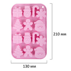 Форма для выпечки новогодняя 21&times;13 см &laquo;Xmas Sweets&raquo;, силикон, 14 ячеек, рецепт, ЗОЛОТАЯ СКАЗКА, 592471