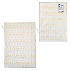 Подарочный мешок (1 шт.) новогодний, 30&times;45 см, &laquo;X-Mas Pattern&raquo;, под лён, фольга, ЗОЛОТАЯ СКАЗКА, 592536