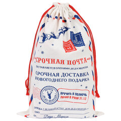 Подарочный мешок (1 шт.) новогодний, 40&times;60 см, &laquo;Почта Деда Мороза&raquo;, полиэстер, хлопок, ЗОЛОТАЯ СКАЗКА, 592538