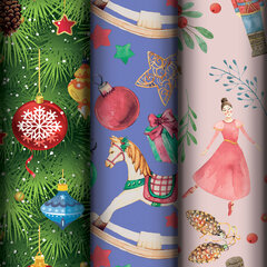 Бумага упаковочная новогодняя НАБОР 3 шт., &laquo;X-mas toys&raquo;, 70&times;100 см, 3 дизайна, ЗОЛОТАЯ СКАЗКА, 592611