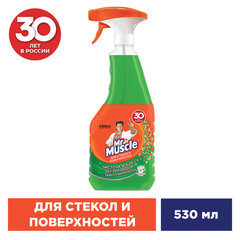 Средство для мытья стекол и зеркал 530 мл, МИСТЕР МУСКУЛ &laquo;Утренняя роса&raquo;, распылитель