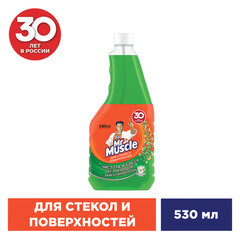 Средство для мытья стекол и зеркал (сменный флакон) 530 мл, МИСТЕР МУСКУЛ &laquo;Утренняя роса&raquo;