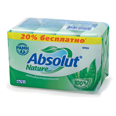 Мыло туалетное антибактериальное 300 г ABSOLUT (Абсолют) КОМПЛЕКТ 4 шт. х 75 г &laquo;Алоэ&raquo;,без триклозана, 6065
