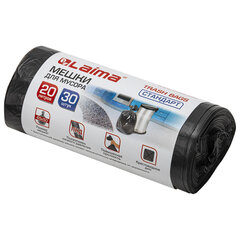 Мешки для мусора 20 л, черные, в рулоне 30 шт., ПНД 8 мкм, 45&times;50 см, LAIMA стандарт, 601376