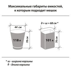 Мешки для мусора 120 л, черные, в рулоне 10 шт., ПНД 18 мкм, 70&times;110 см, ОФИСМАГ стандарт, 601388