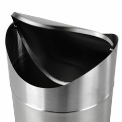 Урна настольная 1,2 литра для мусора с качающейся крышкой, d 12&times;16,5 см, нержавеющая сталь, LAIMA, 601618