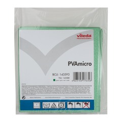 Салфетка VILEDA PROFESSIONAL &laquo;ПВАмикро&raquo;, КОМПЛЕКТ 5 шт., искусственная замша, зеленая, 35&times;38 см, 143593