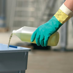 Перчатки VILEDA PROFESSIONAL латекс-неопреновые МНОГОРАЗОВЫЕ х/<wbr/>б напыление СВЕРХПРОЧНЫЕ, размер M (средний), зеленые/<wbr/>желтые, 174305