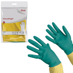 Перчатки VILEDA PROFESSIONAL латекс-неопреновые МНОГОРАЗОВЫЕ х/<wbr/>б напыление СВЕРХПРОЧНЫЕ, размер M (средний), зеленые/<wbr/>желтые, 174305
