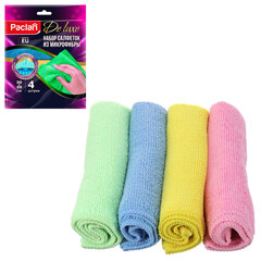 Салфетки из МИКРОФИБРЫ универсальные 30&times;30 см, КОМПЛЕКТ 4 шт., Practi Microfiber, 240 г/<wbr/>м<sup>2</sup>, PACLAN, 74825