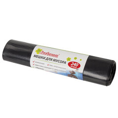Мешки для мусора 240 л, черные, в рулоне 5 шт., ПВД 30 мкм, 90&times;130 см, ЛЮБАША эконом, 605338