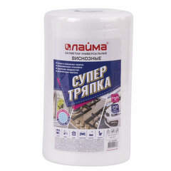 Салфетки универсальные в рулоне 200 шт., СУПЕР ТРЯПКА, 23&times;25 см, вискоза, 40 г/<wbr/>м<sup>2</sup>, соты, LAIMA, 605488