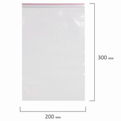 Пакеты с замком ZIP LOCK &laquo;зиплок&raquo;, комплект 100 шт., 200&times;300 мм, ПВД, толщина 40 микрон, BRAUBERG, 606216