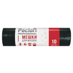 Мешки для мусора 240 л, черные, в рулоне 10 шт., ПВД, 30 мкм, 112&times;140 см, PACLAN Professional
