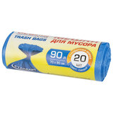 Мешки для мусора LAIMA "ULTRA" 90 л синие, рулон 20 шт. прочные, ПНД 14 мкм, 70х90 см, 607693