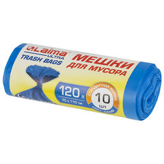 Мешки для мусора LAIMA &laquo;ULTRA&raquo; 120 л синие, рулон 10 шт. особо прочные, ПНД 23 мкм, 70&times;110 см, 607695