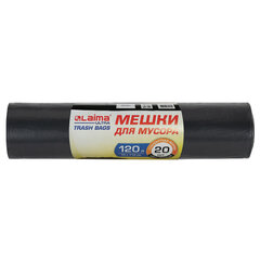 Мешки для мусора LAIMA &laquo;ULTRA&raquo; 120 л, черные, рулон 20 шт., сверхпрочные, ПСД 60 мкм, 70&times;110 см, 607697