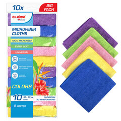 Салфетки из МИКРОФИБРЫ 30&times;30 см MULTI COLOUR, big pack, КОМПЛЕКТ 10 шт., 180 г/<wbr/>м<sup>2</sup>, LAIMA HOME, 607794