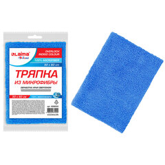 Тряпка из микрофибры 50&times;60 см, АВТО / ДОМ / ОФИС, &laquo;OVERLOCK INDIGO COLOUR&raquo;, синяя, 220 г/<wbr/>м<sup>2</sup>, LAIMA HOME, 608222