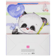 Пакет подарочный (1 штука) 26&times;13&times;32 см, ЗОЛОТАЯ СКАЗКА &laquo;Lovely Panda&raquo;, глиттер, белый с голубым, 608241