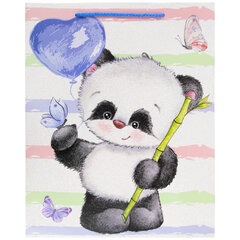 Пакет подарочный (1 штука) 26&times;13&times;32 см, ЗОЛОТАЯ СКАЗКА &laquo;Lovely Panda&raquo;, глиттер, белый с голубым, 608241