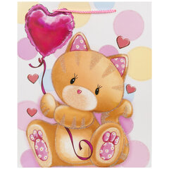 Пакет подарочный (1 штука) 26&times;13&times;32 см, ЗОЛОТАЯ СКАЗКА &laquo;Lovely Kitty&raquo;, глиттер, белый/<wbr/>розовый, 608242