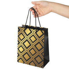 Пакет подарочный (1 штука) 18&times;10&times;23 см, ЗОЛОТАЯ СКАЗКА &laquo;Gold Luxury&raquo;, тиснение фольгой, чёрный, 608248
