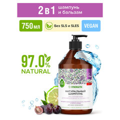 Шампунь 750 мл, SYNERGETIC &laquo;Для ежедневного ухода 2 в 1&raquo;, бессульфатный