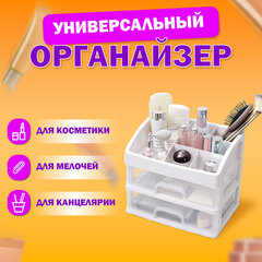 Органайзер для хранения косметики, канцтоваров, мелочей ДВА УРОВНЯ, 20&times;17&times;23,5 см, DASWERK (ДАСВЕРК), 608478