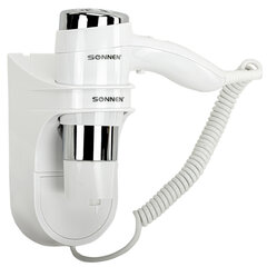 Фен для волос настенный SONNEN HD-2112 EXTRA POWER, 1600 Вт, 2 скорости, белый/<wbr/>хром, 608480