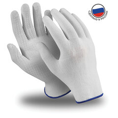 Перчатки нейлоновые MANIPULA Микрон, ПВХ-покрытие, КОМПЛЕКТ 10 пар, размер 9, L (большой), белые, TNG-27/<wbr/>MG-111