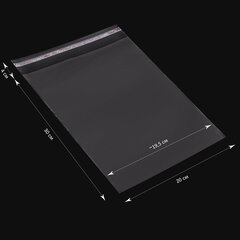 Пакет БОПП с клеевым клапаном, КОМПЛЕКТ 100 шт., 20&times;30+4 см, толщина 30 мкм, с усиленным швом